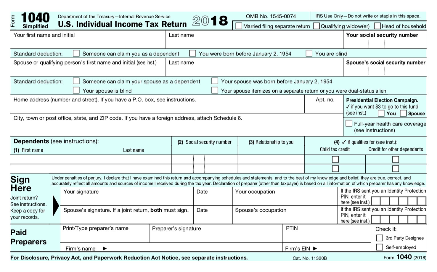 Simplified Tax Form Nesa